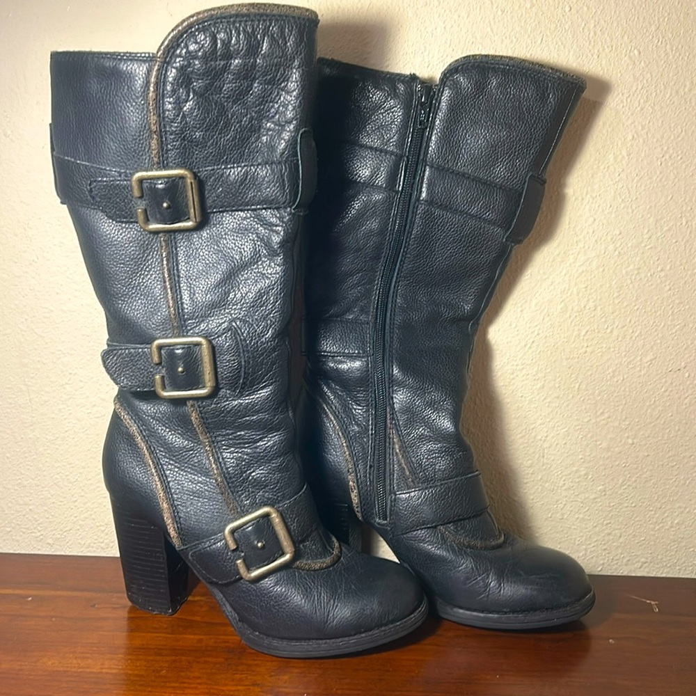 Black leather boots